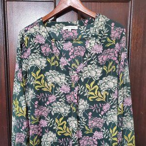 Rose + Olive Floral long sleeve blouse size XL